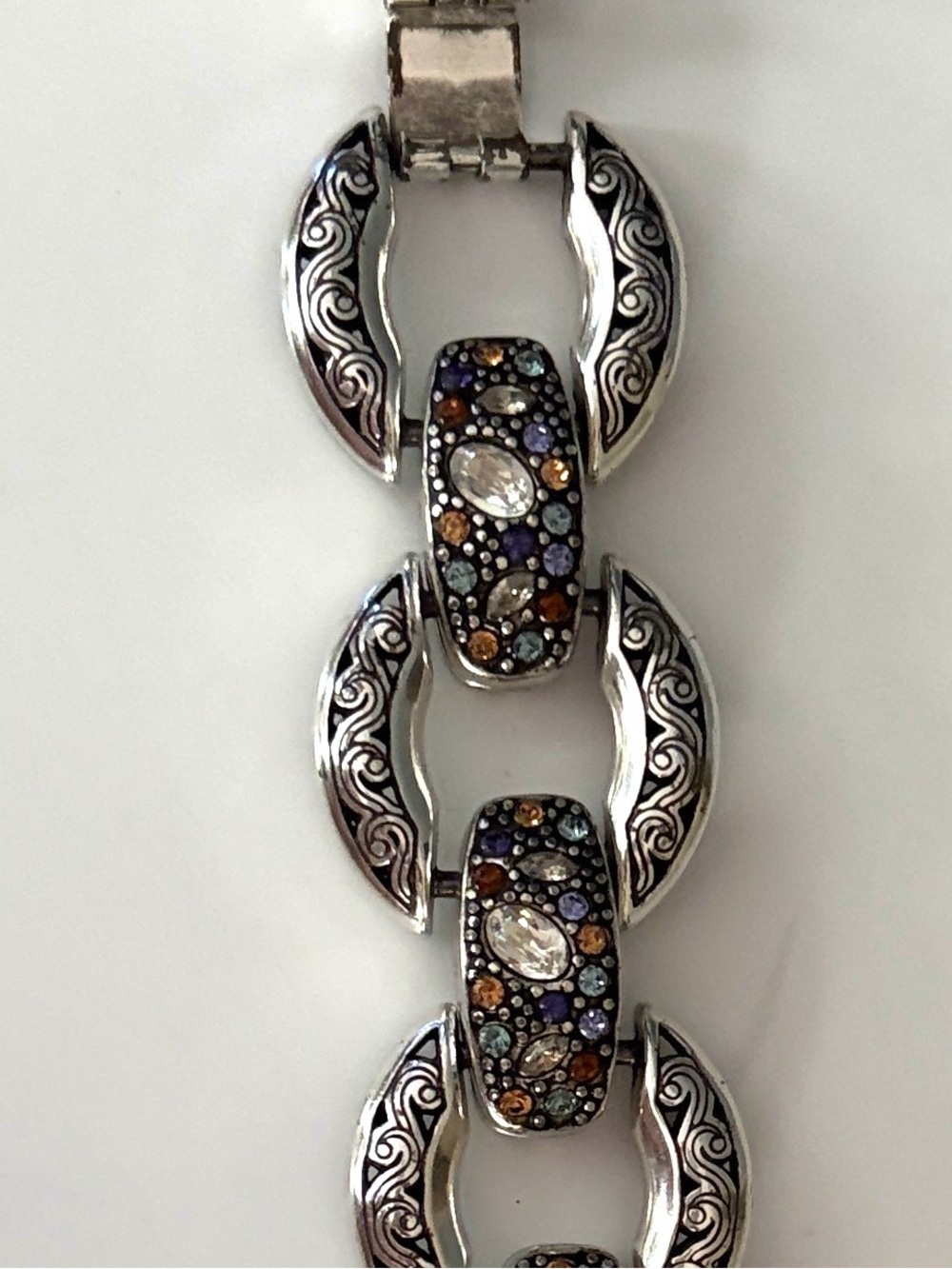 Brighton Jewelry Bracelet Crystal Voyage Chunky Link Bracelet Silver Crystals - Picture 7 of 13
